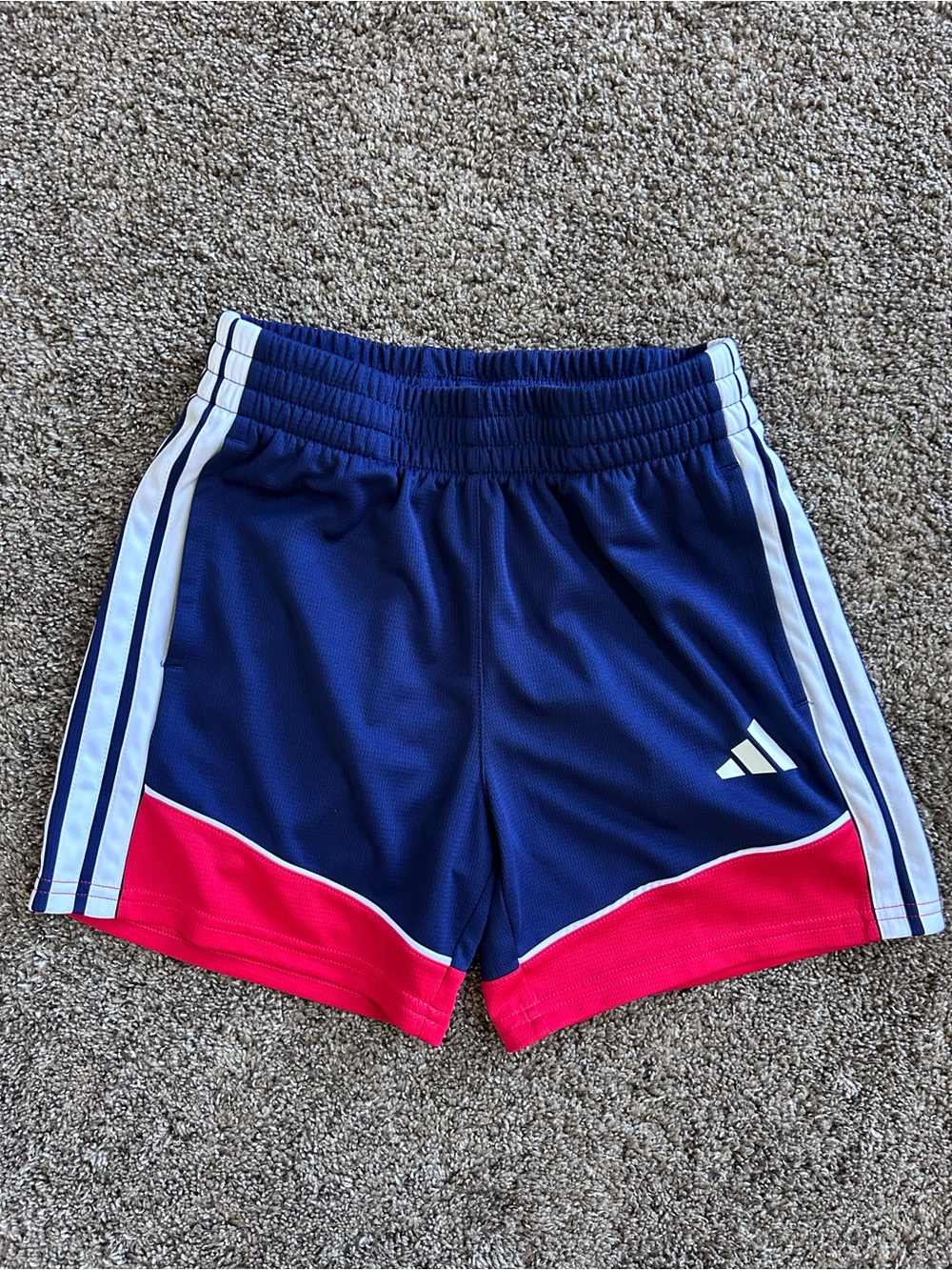 adidas Navy and Red Athletic Shorts Size YM (10/12)